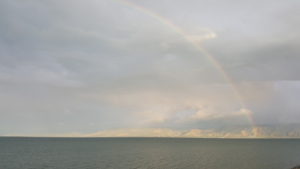 A sign of God's Covenant with US! A rainbow over the Sea of Galilee!