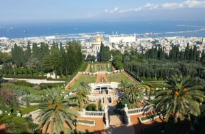 The beautiful Bahá'í Gardens in Haifa overlooking the port and the Mediterranean Sea!