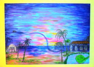 One of the many pieces of artwork created by Sarita May, this one a gift to me and of course my favorite! “Life's Journey Brings One to a Sunrise in Paradise,”