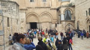 The Church of the Holy Sepulchre contains the two holiest sites in Christianity: the site where Jesus was crucified at Calvary (Golgotha) and Jesus's Empty Tomb where he was resurrected from the dead.